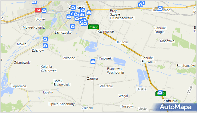 mapa Pniówek gmina Zamość, Pniówek gmina Zamość na mapie Targeo