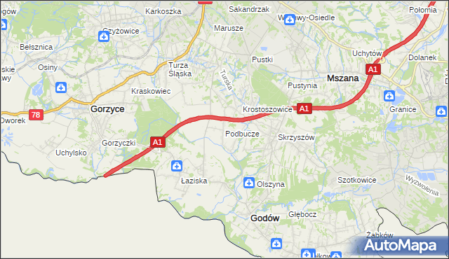 mapa Podbucze gmina Godów, Podbucze gmina Godów na mapie Targeo
