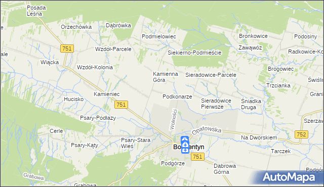 mapa Podkonarze, Podkonarze na mapie Targeo