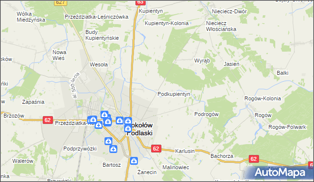 mapa Podkupientyn, Podkupientyn na mapie Targeo