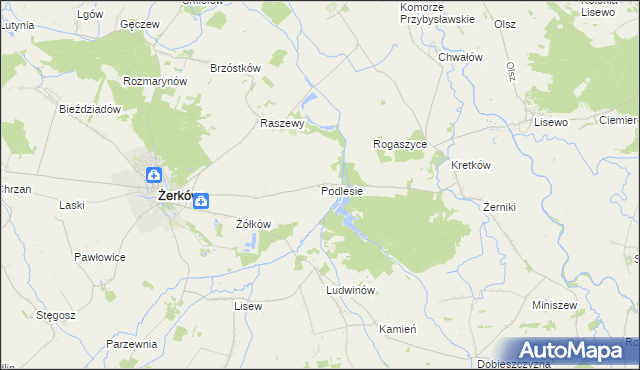 mapa Podlesie gmina Żerków, Podlesie gmina Żerków na mapie Targeo