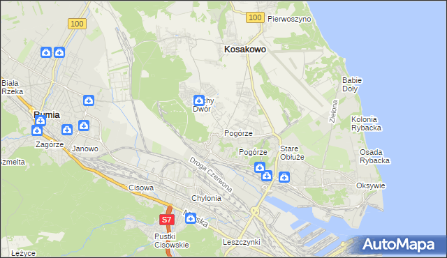 mapa Pogórze gmina Kosakowo, Pogórze gmina Kosakowo na mapie Targeo
