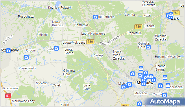 mapa Postęp, Postęp na mapie Targeo