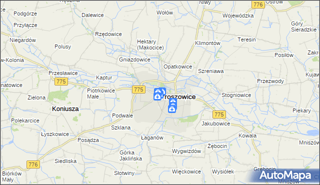 mapa Proszowice, Proszowice na mapie Targeo