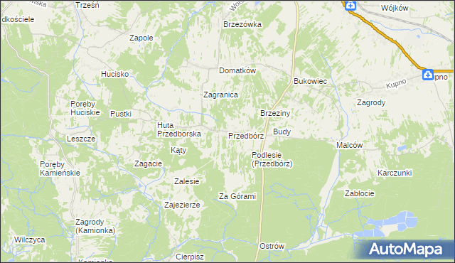 mapa Przedbórz gmina Kolbuszowa, Przedbórz gmina Kolbuszowa na mapie Targeo