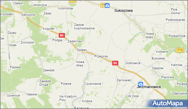 mapa Przeginia, Przeginia na mapie Targeo