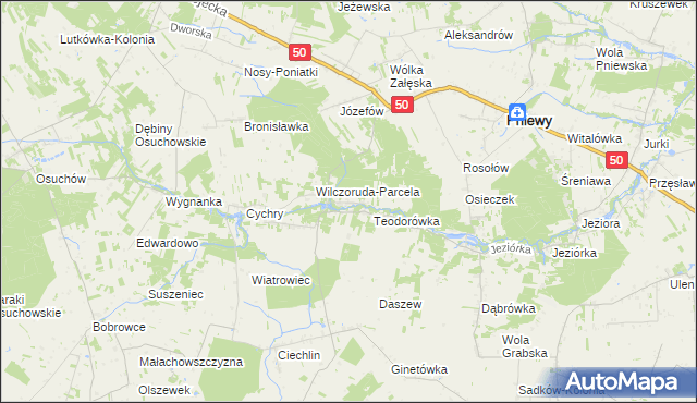 mapa Przykory gmina Pniewy, Przykory gmina Pniewy na mapie Targeo
