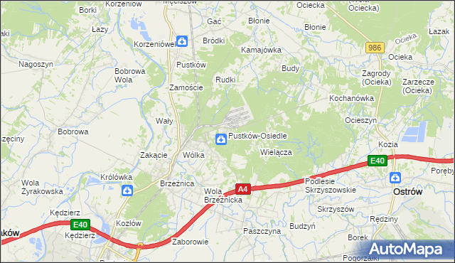 mapa Pustków-Osiedle, Pustków-Osiedle na mapie Targeo