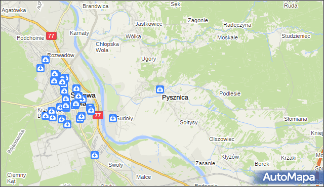 mapa Pysznica, Pysznica na mapie Targeo