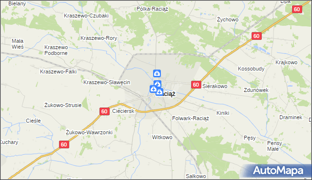 mapa Raciąż powiat płoński, Raciąż powiat płoński na mapie Targeo