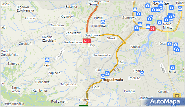 mapa Racławówka, Racławówka na mapie Targeo