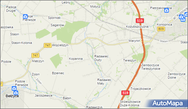 mapa Radawiec Duży, Radawiec Duży na mapie Targeo