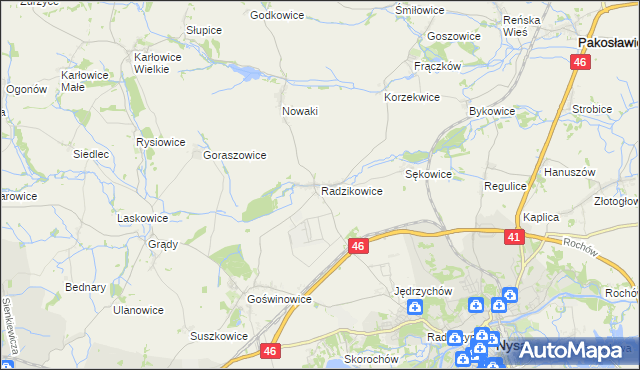 mapa Radzikowice, Radzikowice na mapie Targeo