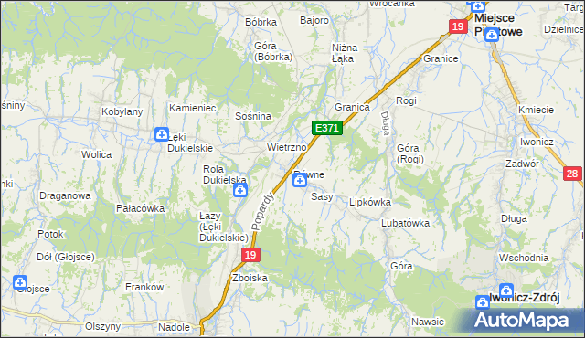 mapa Równe gmina Dukla, Równe gmina Dukla na mapie Targeo