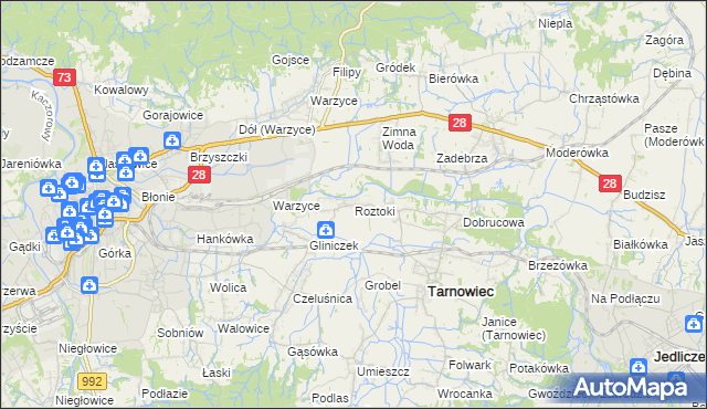 mapa Roztoki gmina Tarnowiec, Roztoki gmina Tarnowiec na mapie Targeo