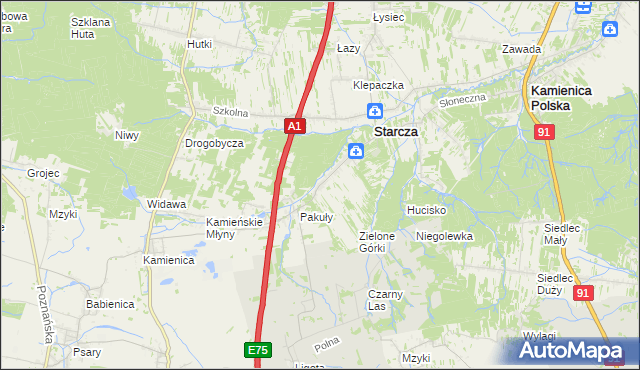 mapa Rudnik Mały gmina Starcza, Rudnik Mały gmina Starcza na mapie Targeo