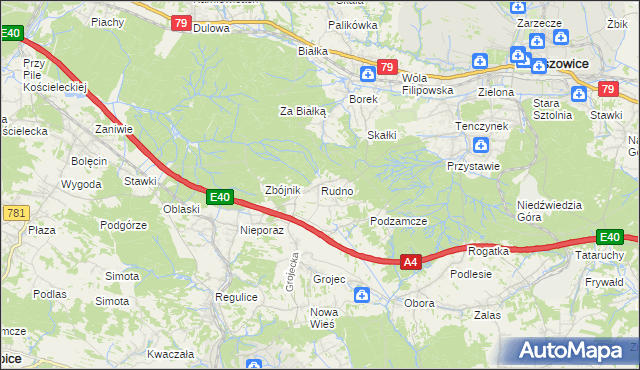 mapa Rudno gmina Krzeszowice, Rudno gmina Krzeszowice na mapie Targeo