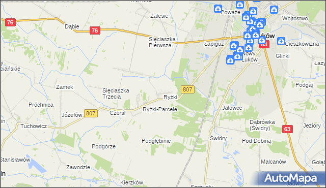 mapa Ryżki, Ryżki na mapie Targeo