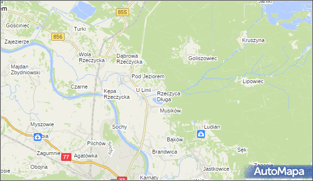 mapa Rzeczyca Długa, Rzeczyca Długa na mapie Targeo