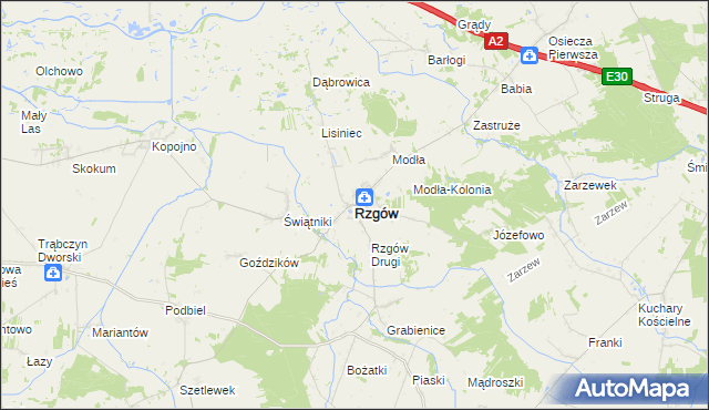 mapa Rzgów powiat koniński, Rzgów powiat koniński na mapie Targeo