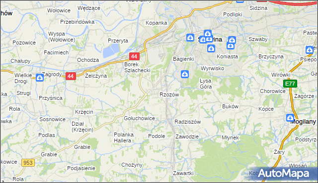 mapa Rzozów, Rzozów na mapie Targeo