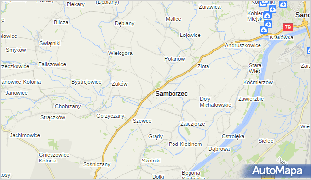 mapa Samborzec, Samborzec na mapie Targeo