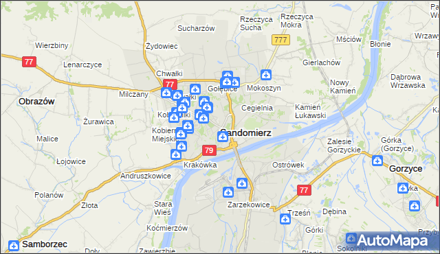 mapa Sandomierza, Sandomierz na mapie Targeo
