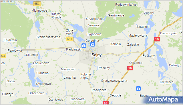 mapa Sejny, Sejny na mapie Targeo