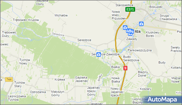 mapa Seredzice-Zawodzie, Seredzice-Zawodzie na mapie Targeo