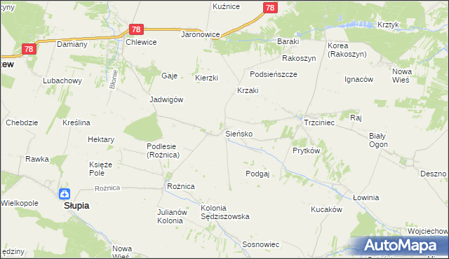 mapa Sieńsko, Sieńsko na mapie Targeo