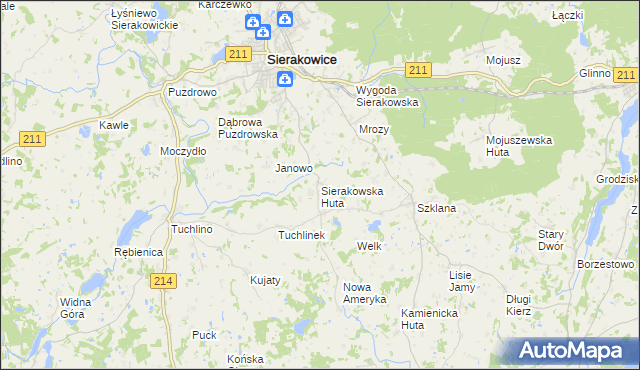 mapa Sierakowska Huta, Sierakowska Huta na mapie Targeo
