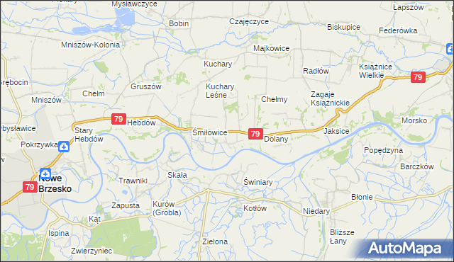 mapa Sierosławice gmina Nowe Brzesko, Sierosławice gmina Nowe Brzesko na mapie Targeo