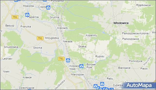 mapa Skałka gmina Włodowice, Skałka gmina Włodowice na mapie Targeo