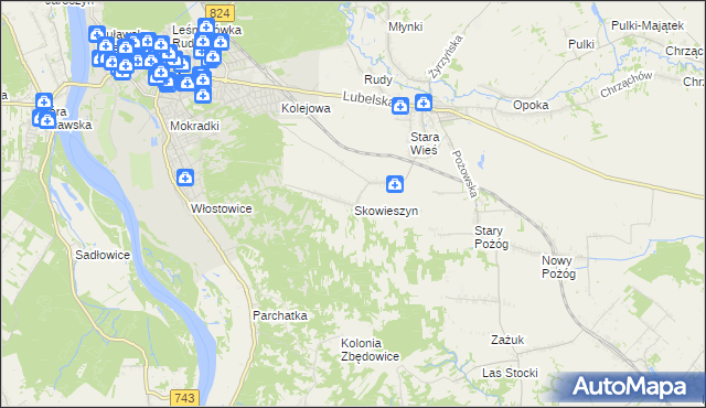 mapa Skowieszyn, Skowieszyn na mapie Targeo