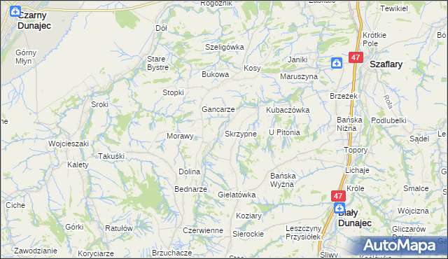 mapa Skrzypne, Skrzypne na mapie Targeo