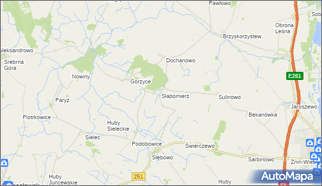 mapa Słabomierz gmina Żnin, Słabomierz gmina Żnin na mapie Targeo