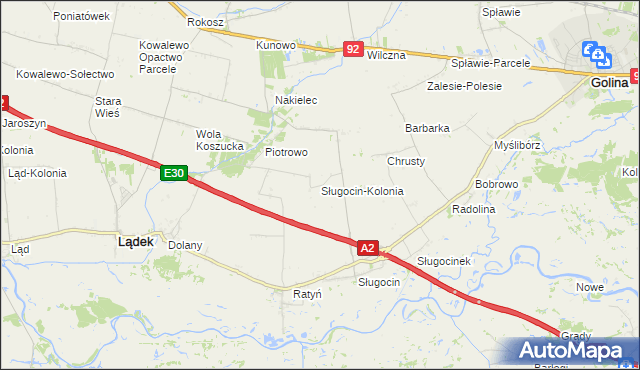 mapa Sługocin-Kolonia, Sługocin-Kolonia na mapie Targeo