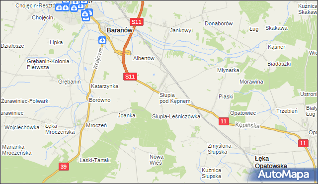 mapa Słupia pod Kępnem, Słupia pod Kępnem na mapie Targeo