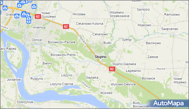 mapa Słupno powiat płocki, Słupno powiat płocki na mapie Targeo