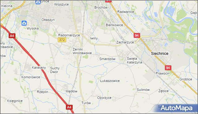 mapa Smardzów gmina Siechnice, Smardzów gmina Siechnice na mapie Targeo