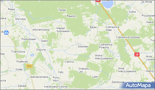 mapa Sobolew gmina Firlej, Sobolew gmina Firlej na mapie Targeo