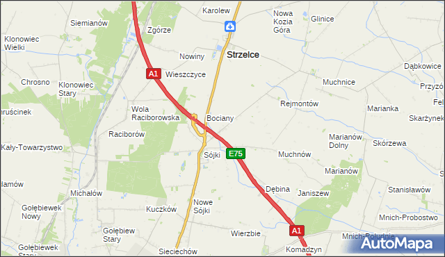 mapa Sójki-Parcel, Sójki-Parcel na mapie Targeo