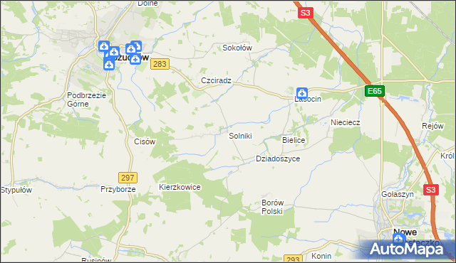 mapa Solniki gmina Kożuchów, Solniki gmina Kożuchów na mapie Targeo