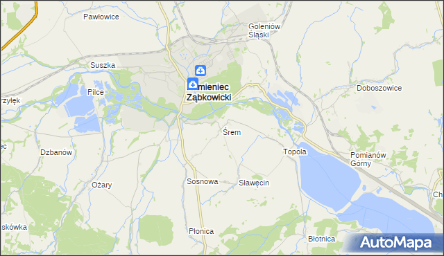 mapa Śrem gmina Kamieniec Ząbkowicki, Śrem gmina Kamieniec Ząbkowicki na mapie Targeo