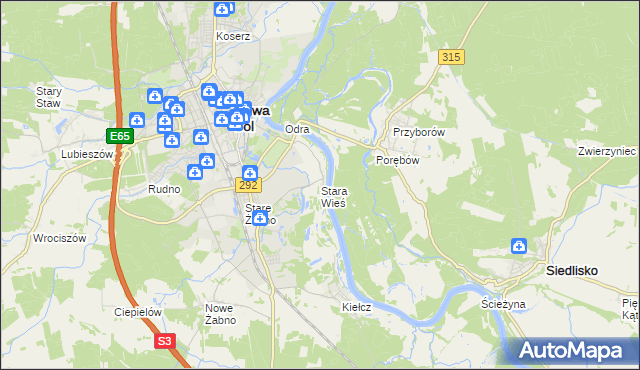 mapa Stara Wieś gmina Nowa Sól, Stara Wieś gmina Nowa Sól na mapie Targeo