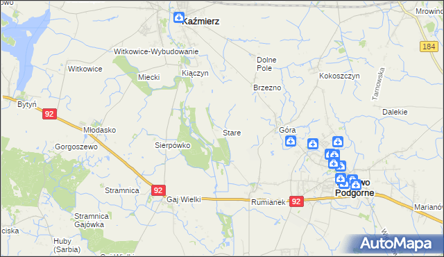 mapa Stare gmina Kaźmierz, Stare gmina Kaźmierz na mapie Targeo