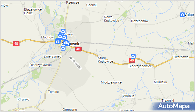 mapa Stare Kotkowice, Stare Kotkowice na mapie Targeo