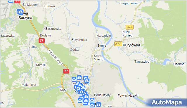mapa Stare Miasto gmina Leżajsk, Stare Miasto gmina Leżajsk na mapie Targeo