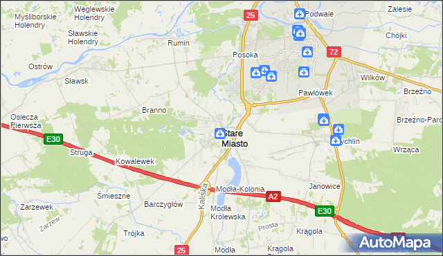 mapa Stare Miasto powiat koniński, Stare Miasto powiat koniński na mapie Targeo