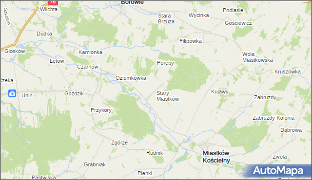 mapa Stary Miastków, Stary Miastków na mapie Targeo